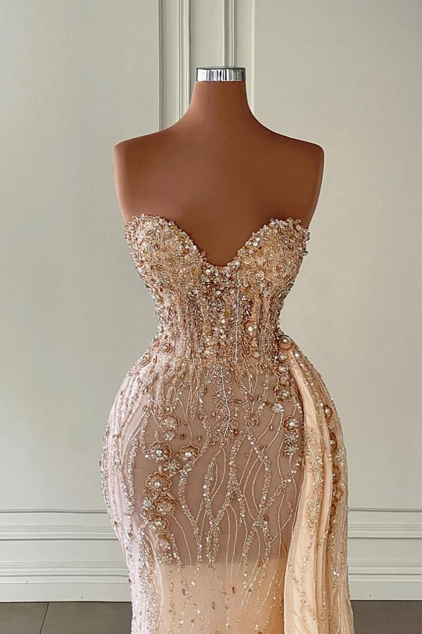 Sweetheart Beadings Mermaid Evening Dress Overskirt - Fashionpara