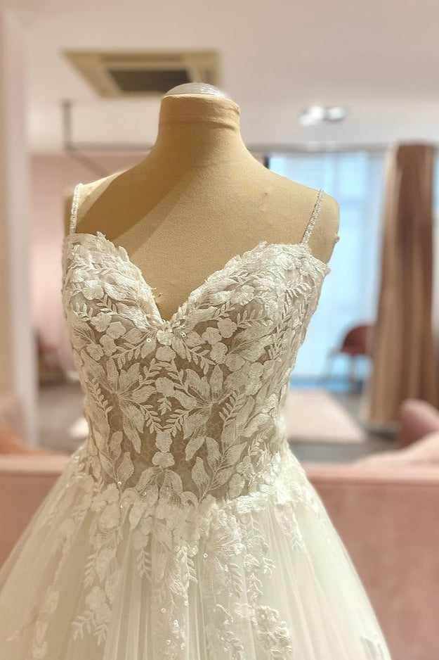 Sweetheart Lace Wedding Dress Tulle Long Bridal Gown - Fashionpara