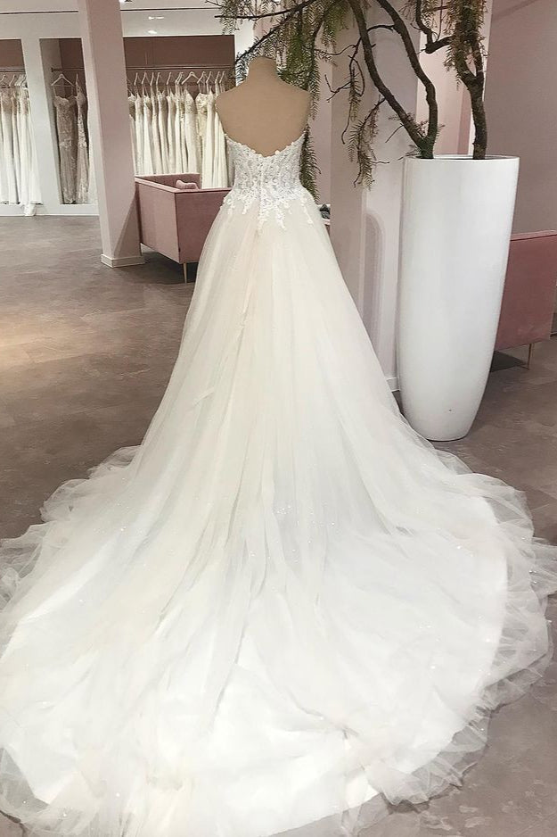 Sweetheart Princess Wedding Dress Tulle Lace Bridal Gown - Fashionpara