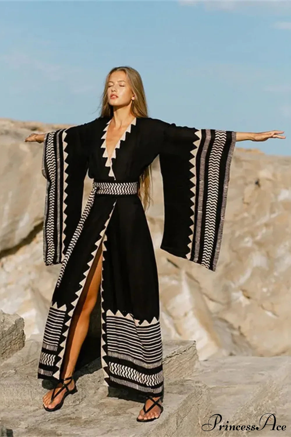 Swimwear Cover-Up Boho Dress Black / One Size bohodress-250126