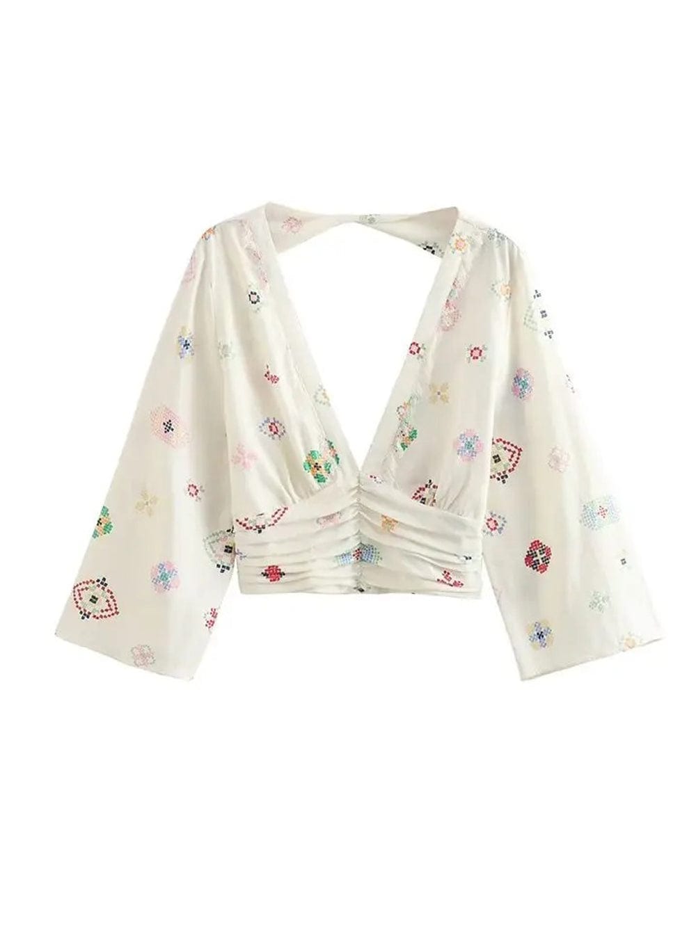 Printed Backless Shirt - Fashionpara