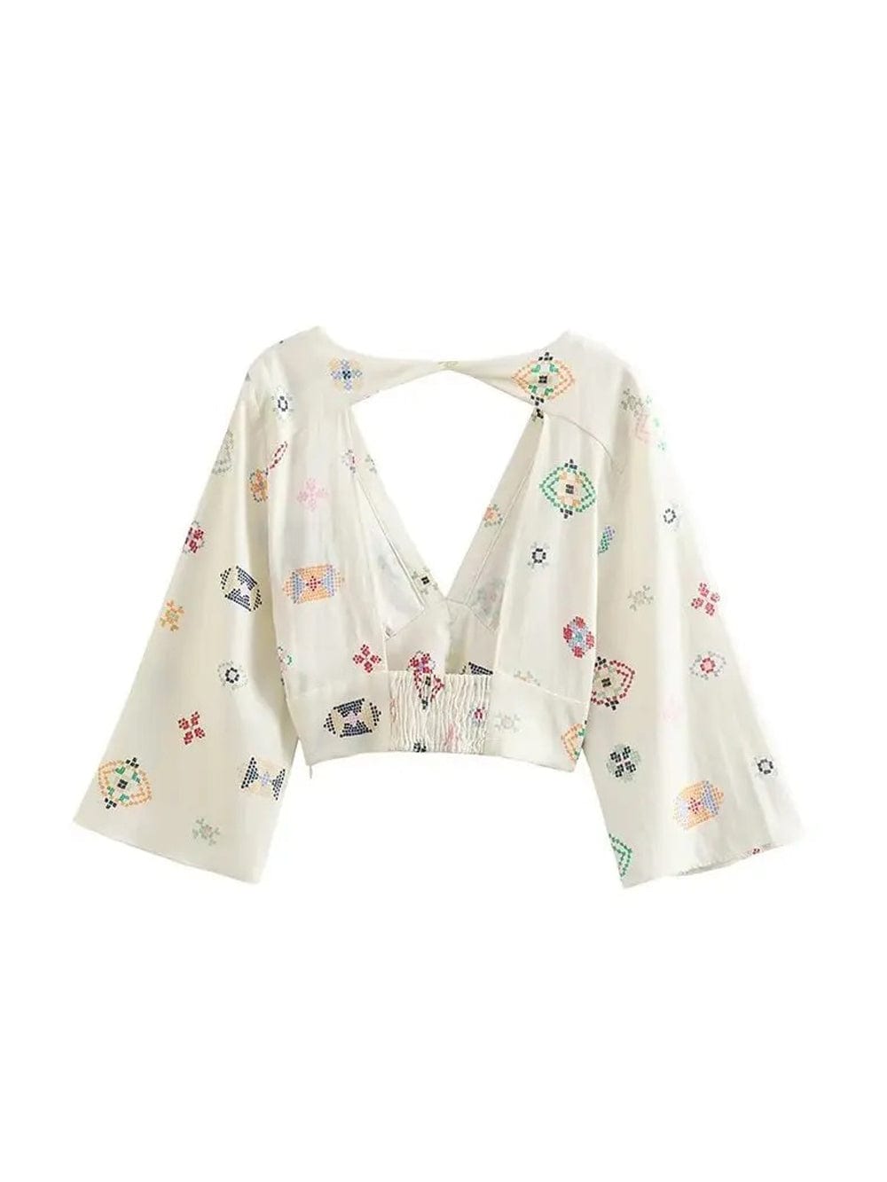 Printed Backless Shirt - Fashionpara