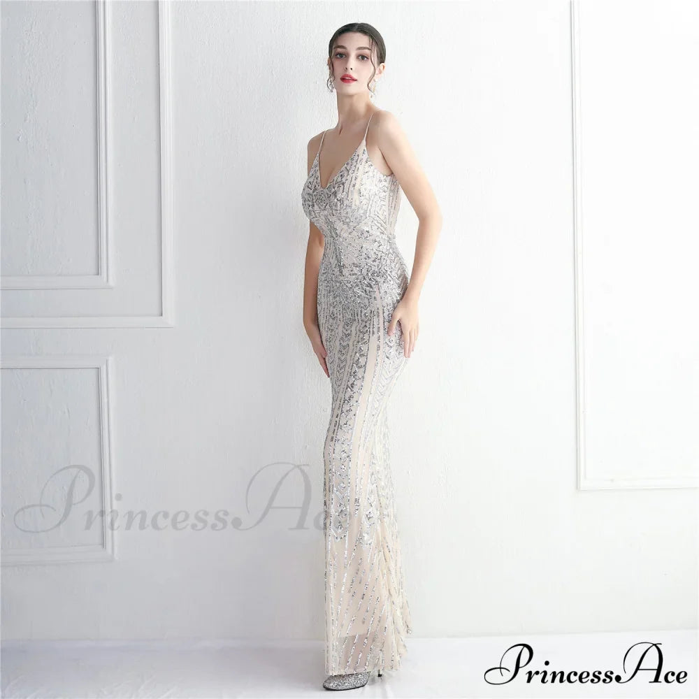 Taisia Formal Stylish Sequin Scroll Dress