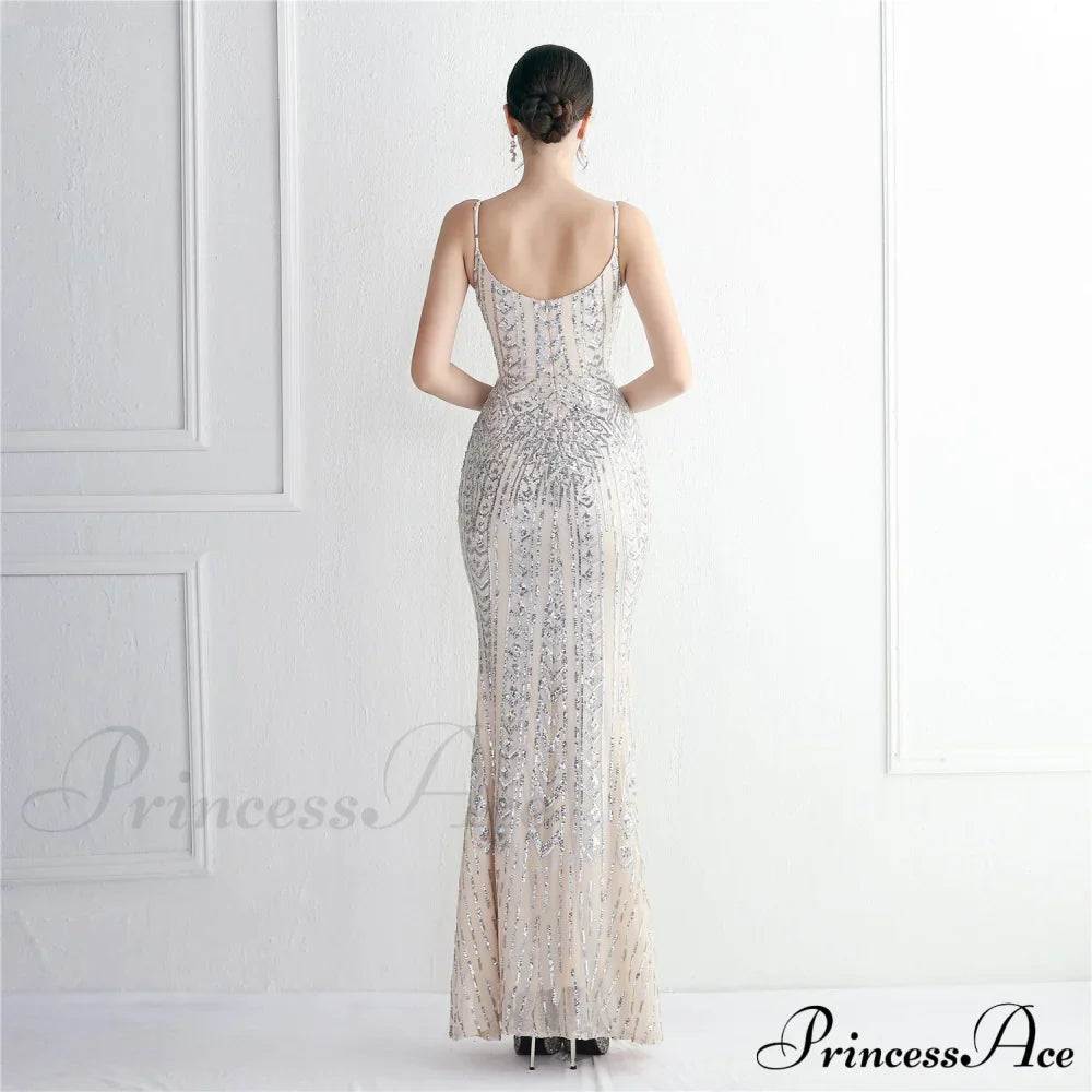Taisia Formal Stylish Sequin Scroll Dress