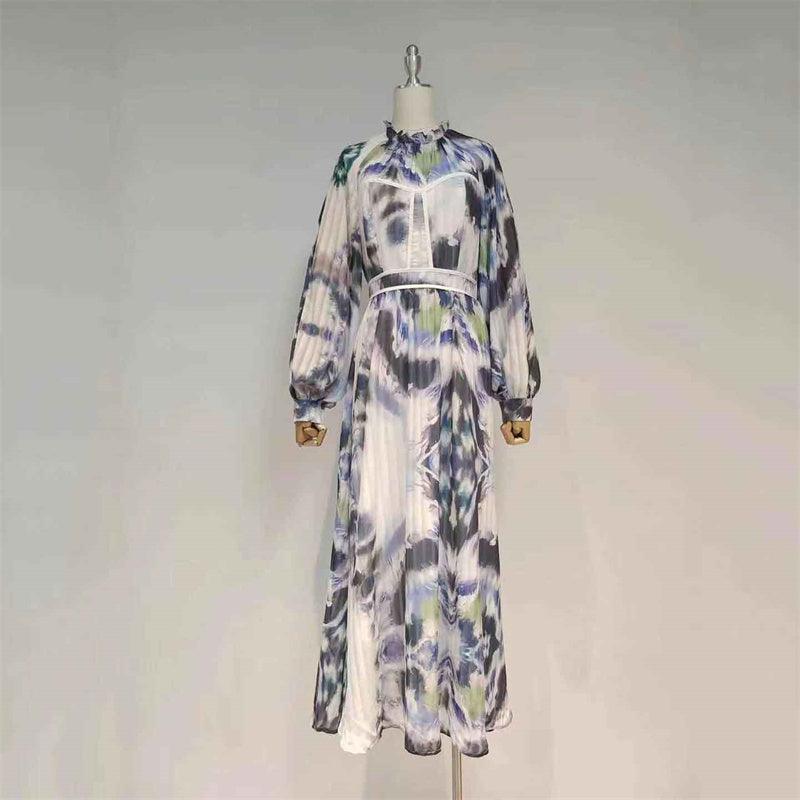 KittenAlarm - Talitha Tie-dye Poet Sleeves Maxi Dress