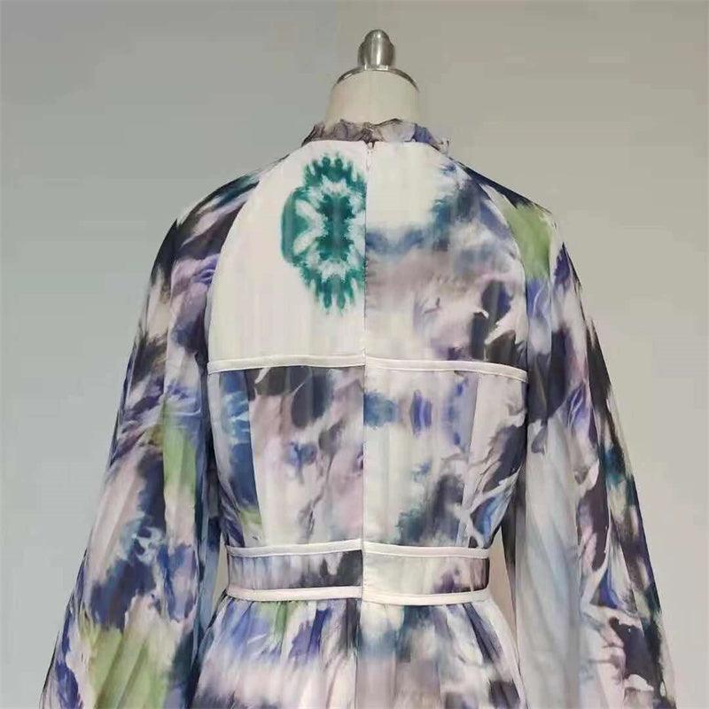 KittenAlarm - Talitha Tie-dye Poet Sleeves Maxi Dress
