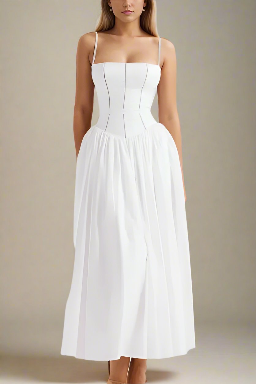 Tasmin Bodycon Midi Dress - Pearl White - Fashionpara