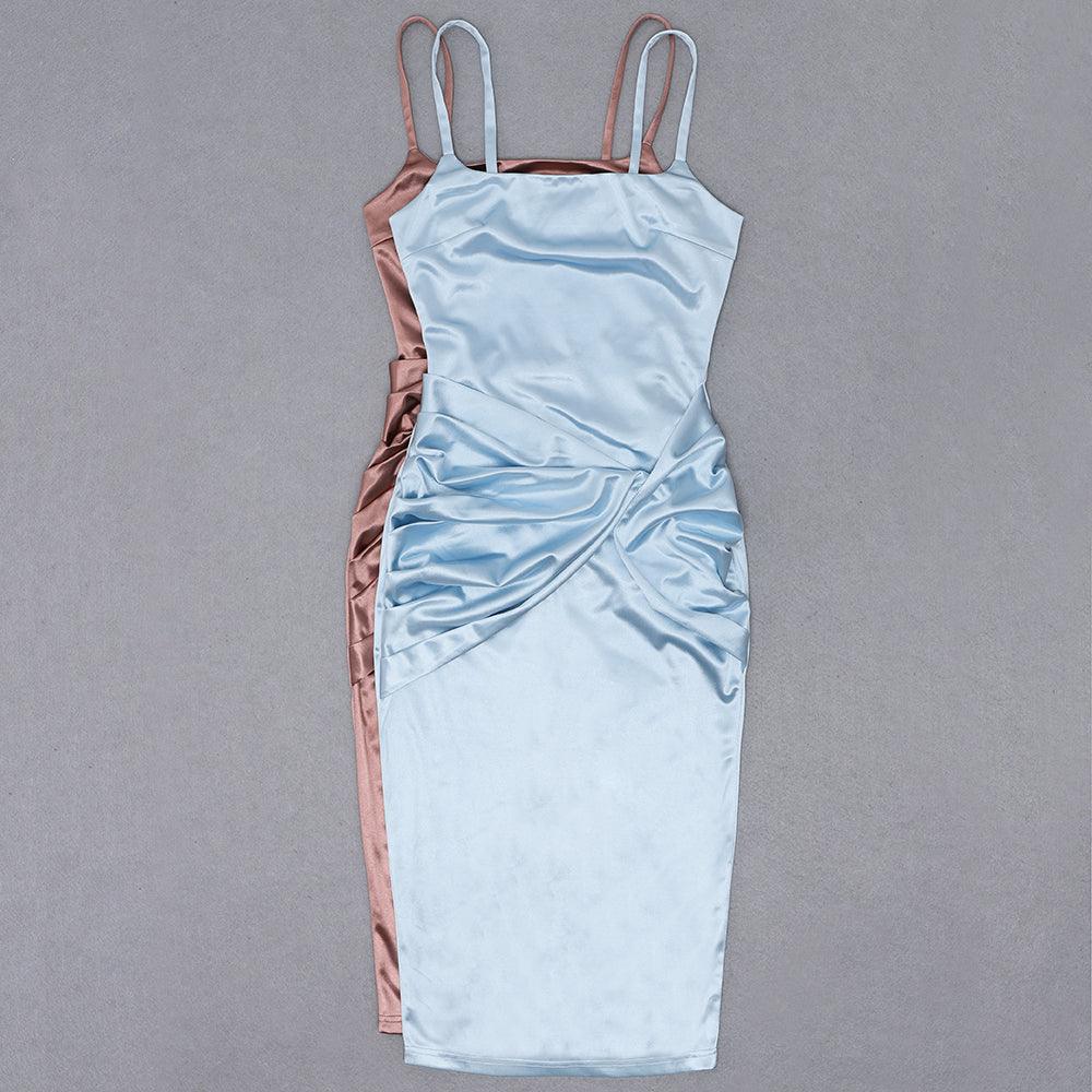 KittenAlarm - Terry Solid Satin Midi Dress