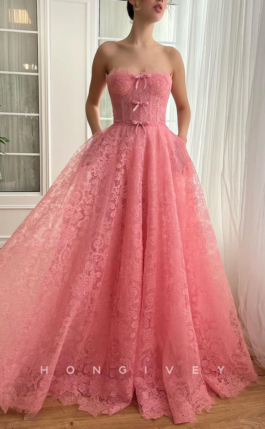 L2748 - Tulle A-Line Sweetheart Strapless With Pockets Party Prom Evening Dress - Fashionpara