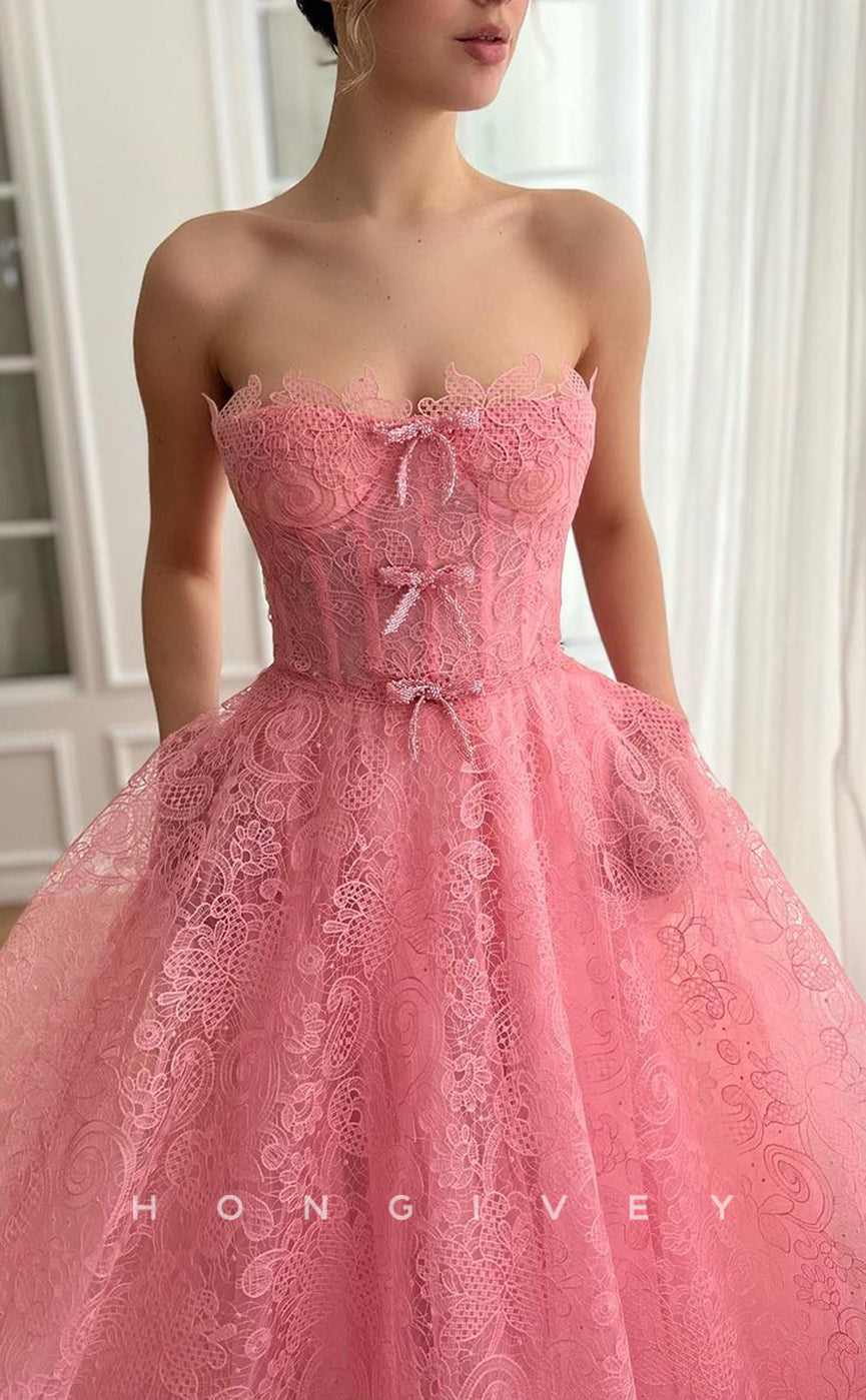 L2748 - Tulle A-Line Sweetheart Strapless With Pockets Party Prom Evening Dress - Fashionpara