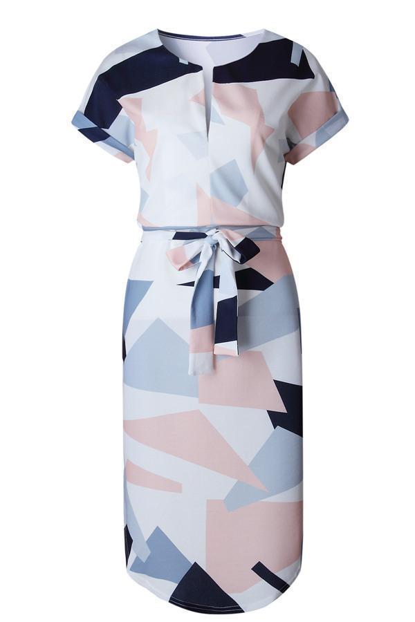 Tied Printed Cut Out Midi Dress