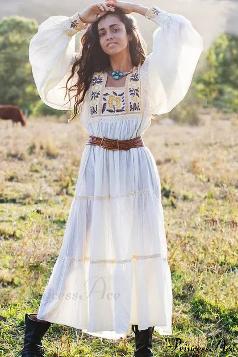 Tunic Dress Cotton Rayon Floral Embroidery