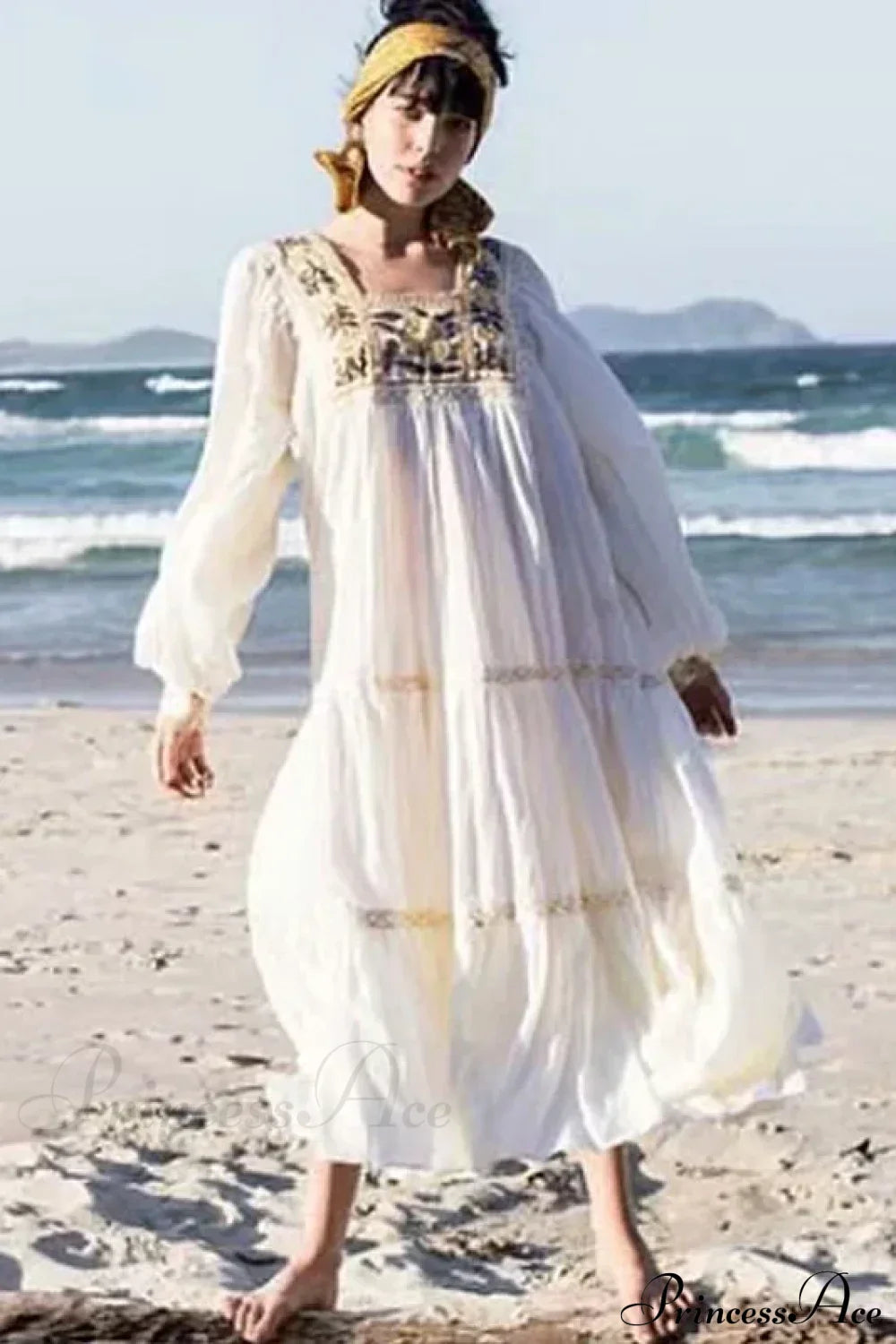 Tunic Dress Cotton Rayon Floral Embroidery