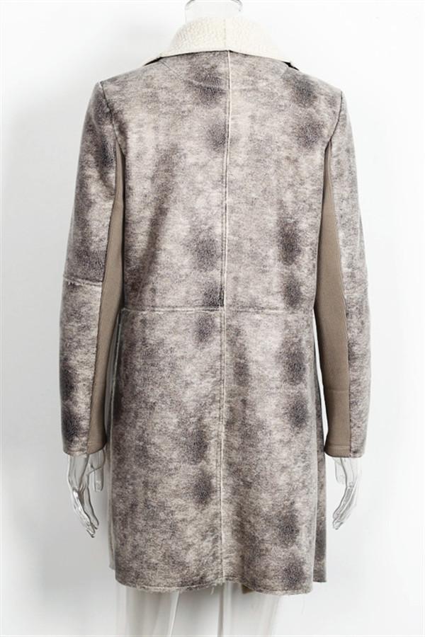 RadyRin Turn Down Collar Suede Lambswool Coat for Elegance
