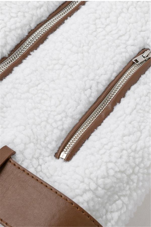 Sleek Turndown Collar Shaggy Parka Jacket for Stylish Warmth