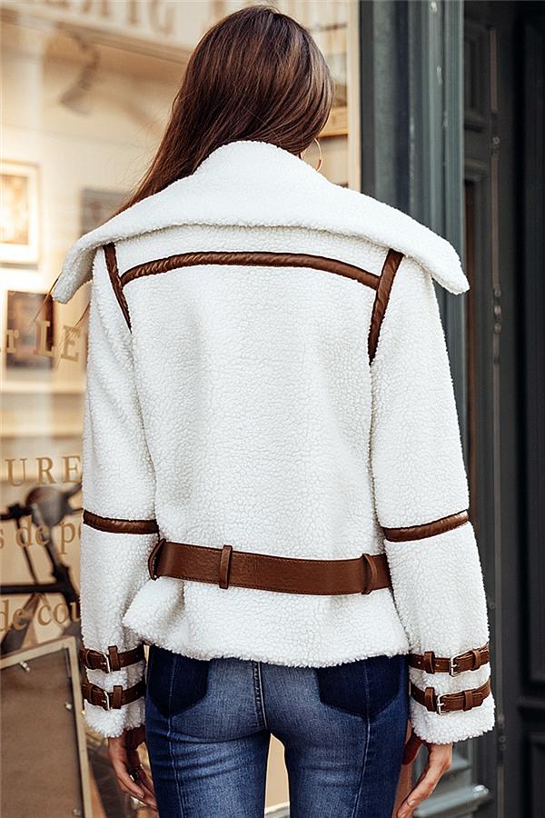 Sleek Turndown Collar Shaggy Parka Jacket for Stylish Warmth