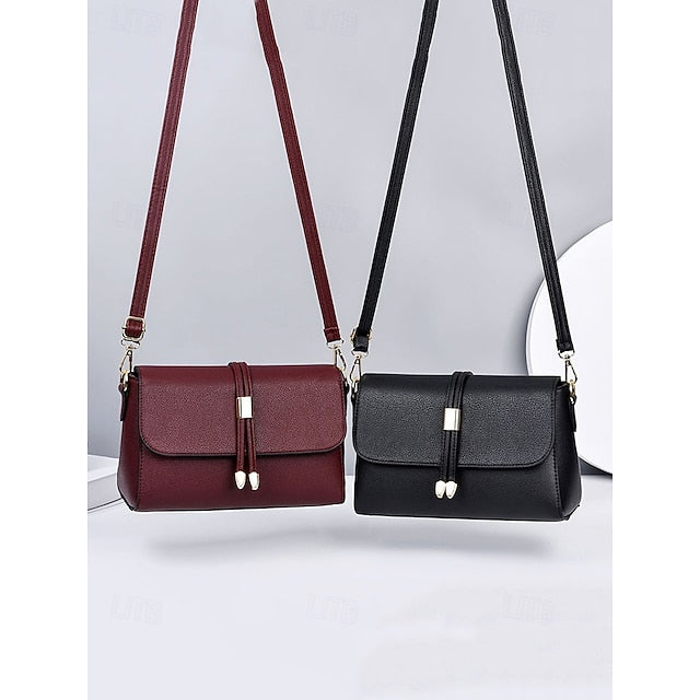 Burgundy Bags in Crossbody Leather Black Faux and