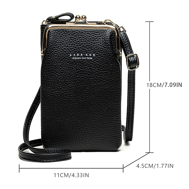 Bag Gold Faux with Frame Leather Black Crossbody