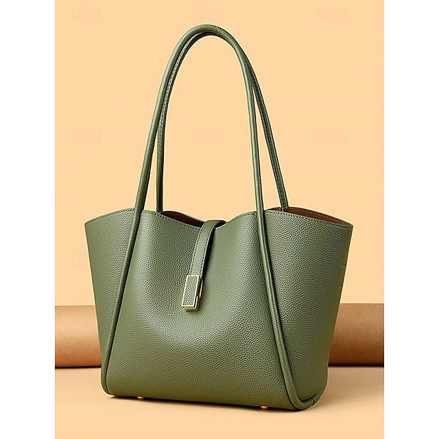 Leather Green Bag Tote Faux
