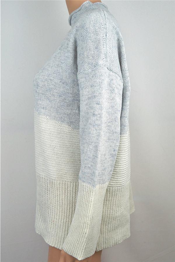 RadyRin Unique Patchwork Turtleneck Sweater for Stylish Comfort