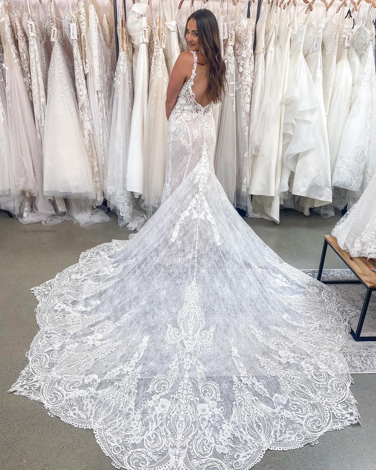 V-Neck Backless Wedding Dresses Mermaid With Lace - Fashionpara