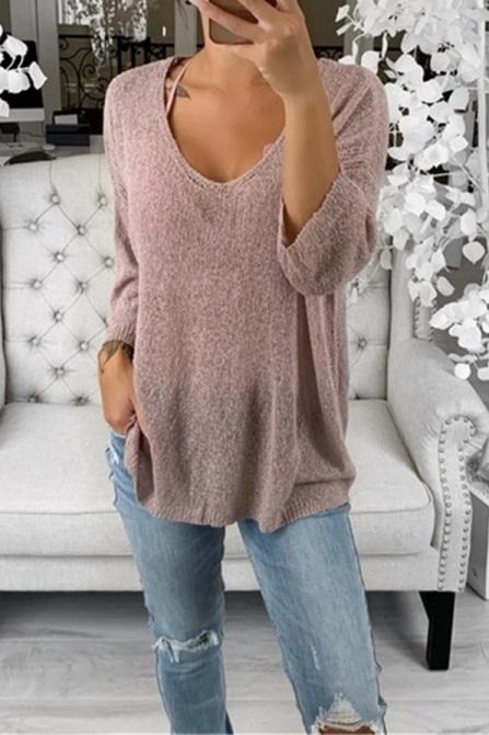 RadyRin V Neck Casual Sweater for Effortless Everyday Style