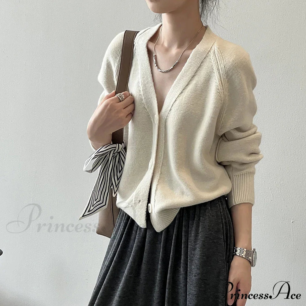 V-Neck Single Button Knitted Green Cape Clothes Autumn Women Christmas Sweater