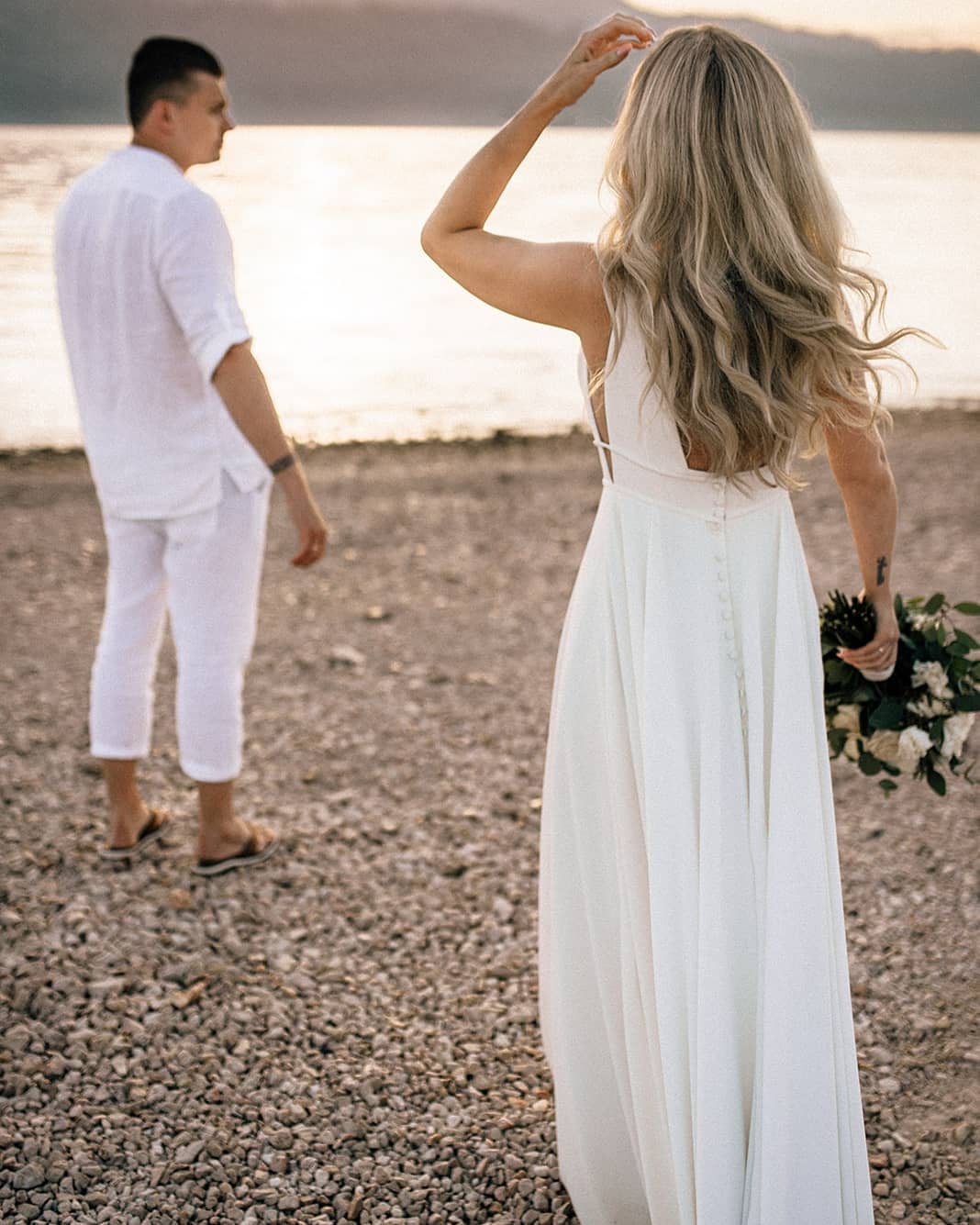 V-Neck Sleeveless Wedding Dress Beach Long - Fashionpara