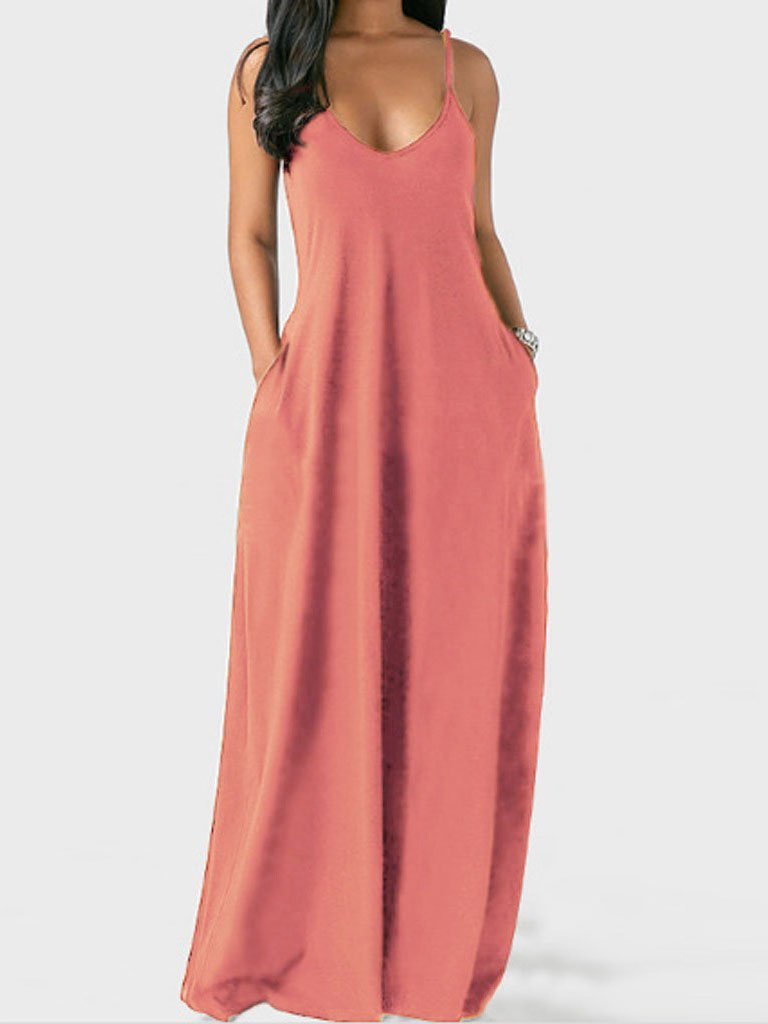 V-Neck Sleeveless Pocket Maxi Dress 3