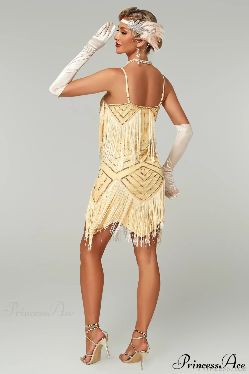 V-Neck Tassel Sequin Party Dress