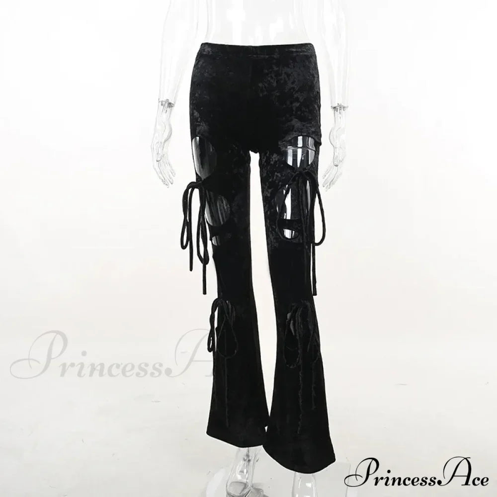 Velvet Hollow Out Pencil Halloween Pants 1 / S