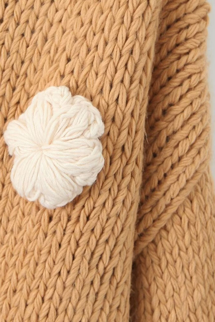 Rosedress Vintage 3D Flower Chunky Knit Pullover Sweater