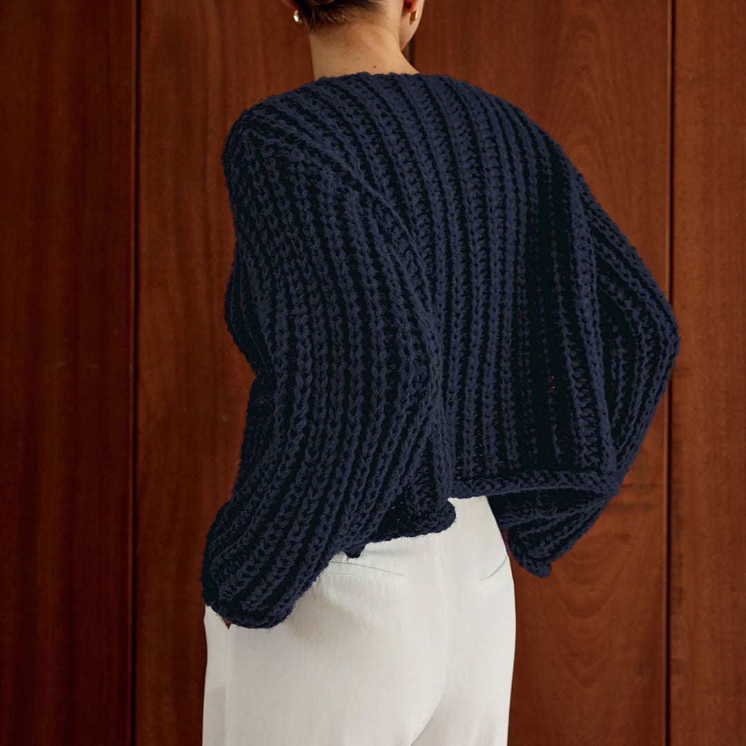 Trendy & Unique Vintage Gold Button Chunky Knit Cardigan