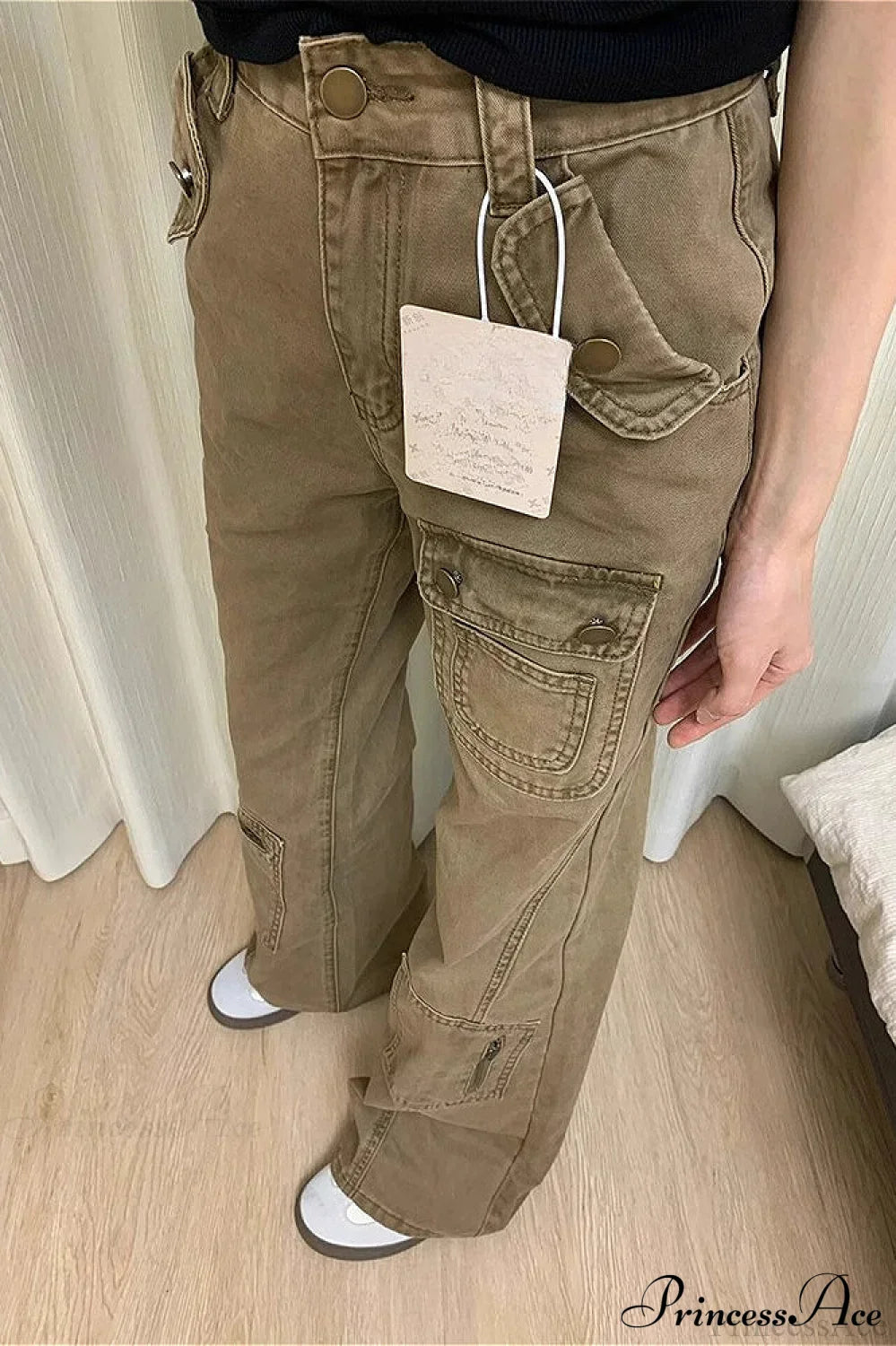 Vintage Denim Wide Leg Cargo Pants
