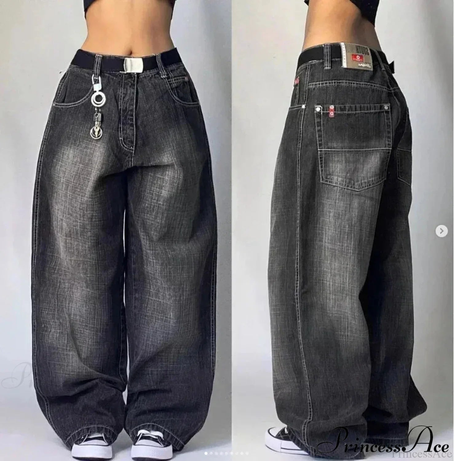 Vintage Gothic Cross Wings Stitched Pant Black2 / M