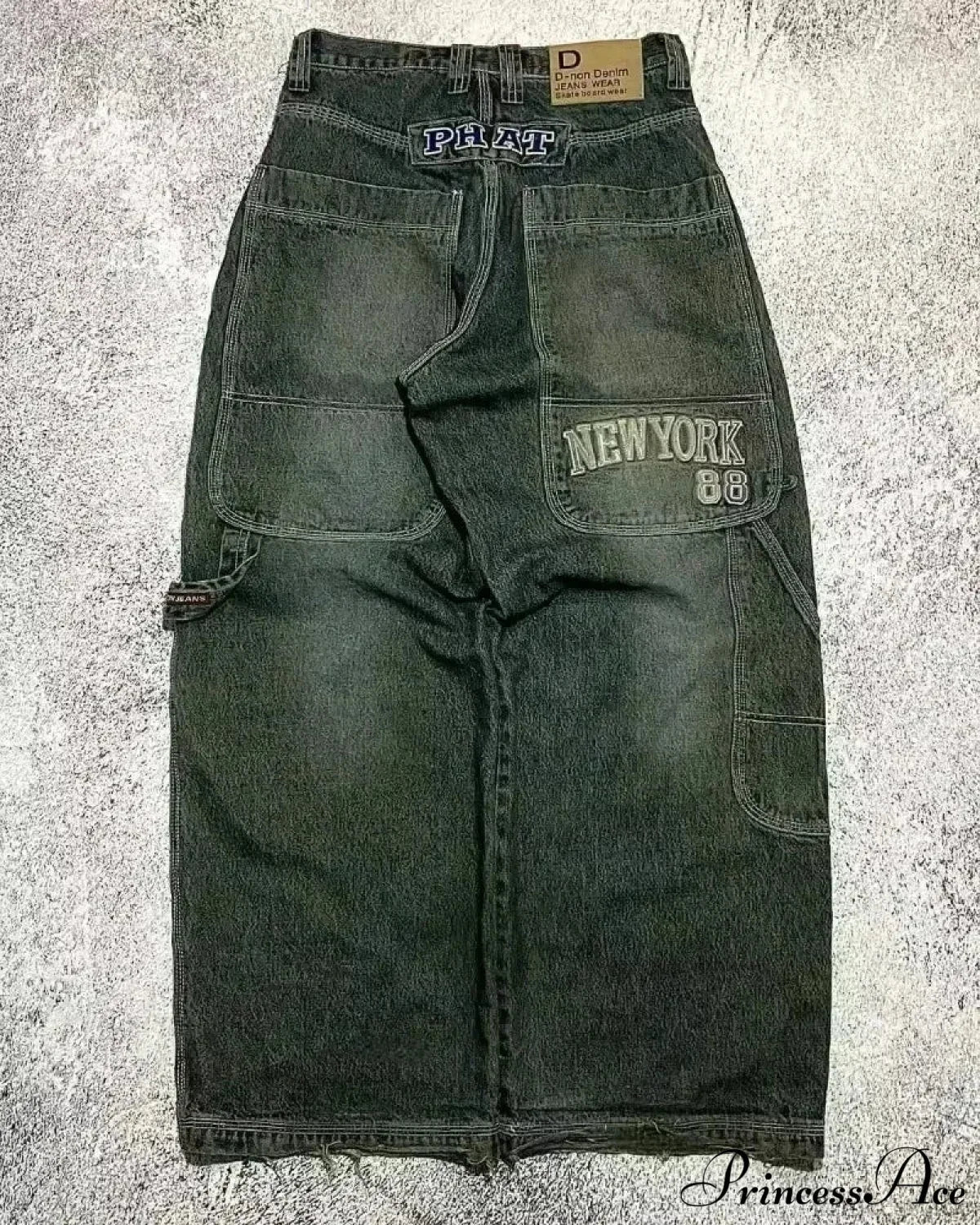 Vintage Gothic Cross Wings Stitched Pant Green / M