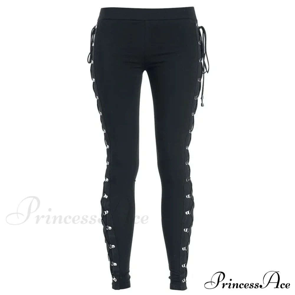 Vintage Gothic Lace Up Slim Halloween Pants