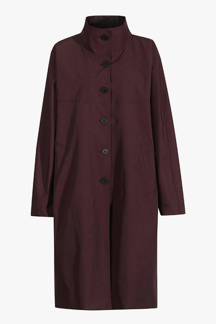 Vintage High Neck Oversized Trench Coat with Wide Sleeves