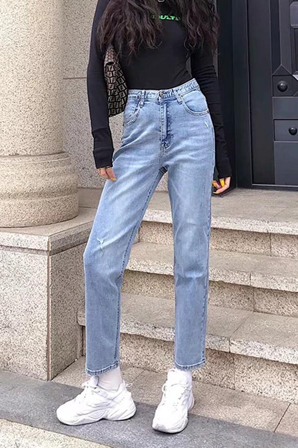 Vintage High-waisted Straight Jeans