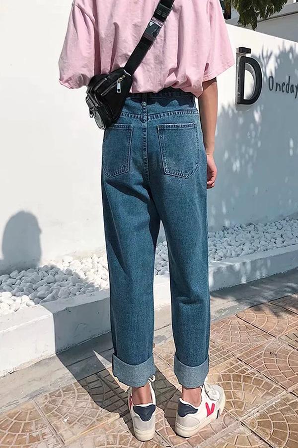 Vintage High-waisted Straight Jeans