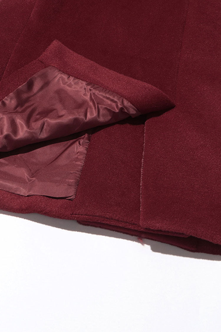 Vintage Lapel Collar Double Breasted Long Sleeve Faux Wool Oversized Blazer