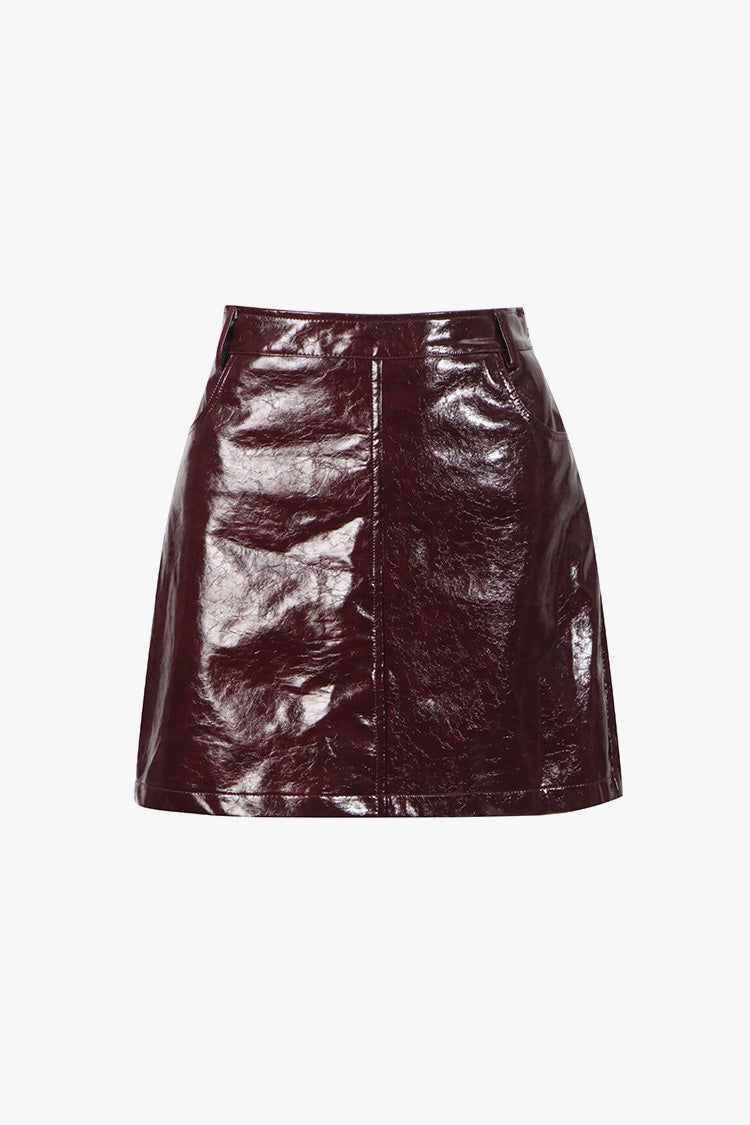 Vintage Lapel Double Breasted Faux Leather Blazer Two Piece Mini Dress - Fashionpara