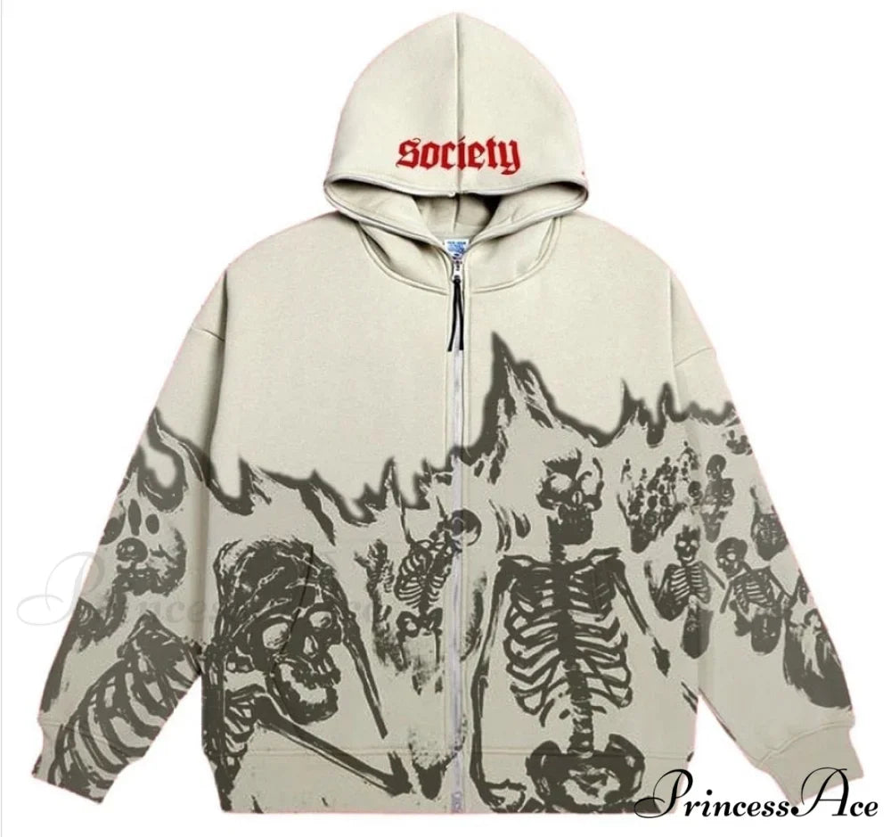 Vintage Printed Zip Up Hoodie 6