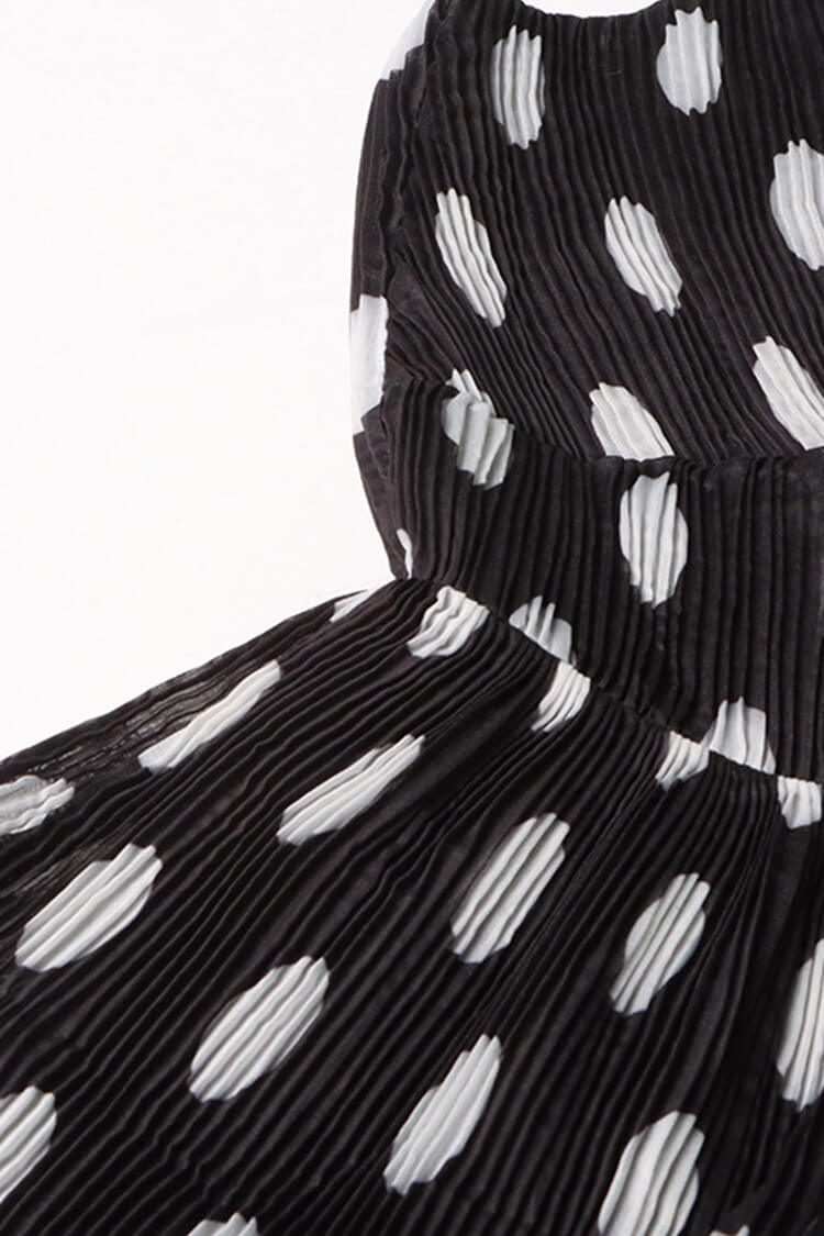 Vintage Rosette Choker V Neck Layered Ruffle Chiffon Pleated Midi Sundress - Fashionpara