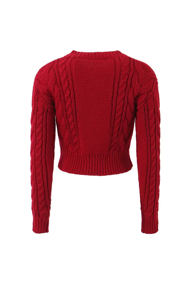 Rosedress Vintage Cropped Cable Knit Cardigan for Elegance