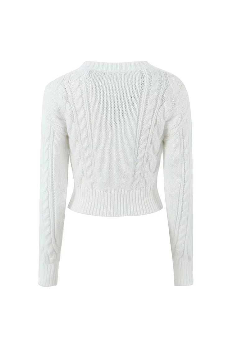 Rosedress Vintage Cropped Cable Knit Cardigan for Elegance