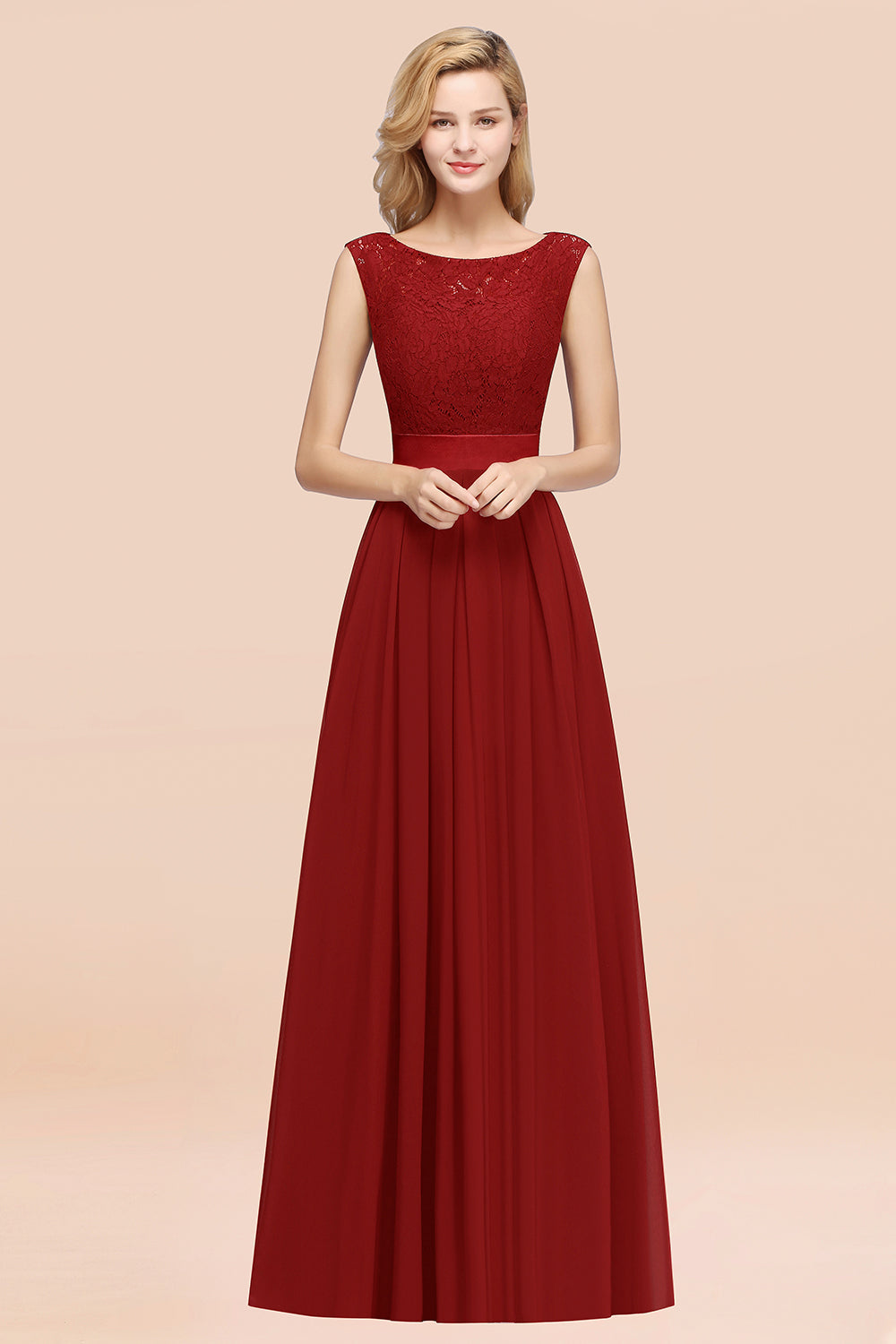 Vintage Sleeveless Lace Bridesmaid dresses Affordable Chiffon Wedding Party Dress