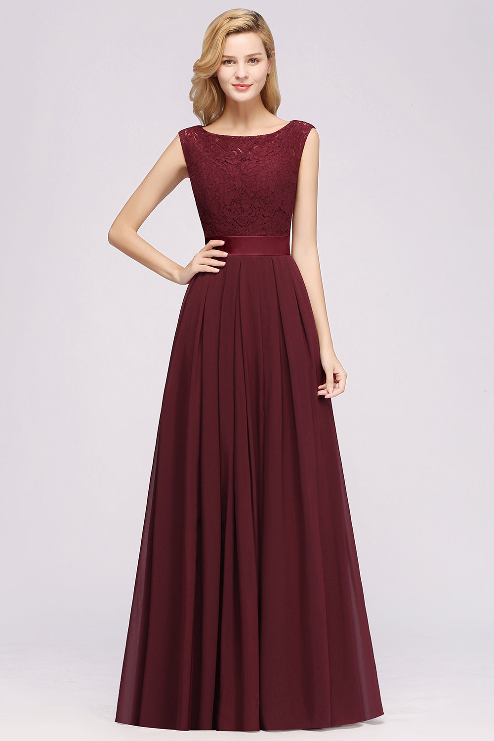Vintage Sleeveless Lace Bridesmaid dresses Affordable Chiffon Wedding Party Dress