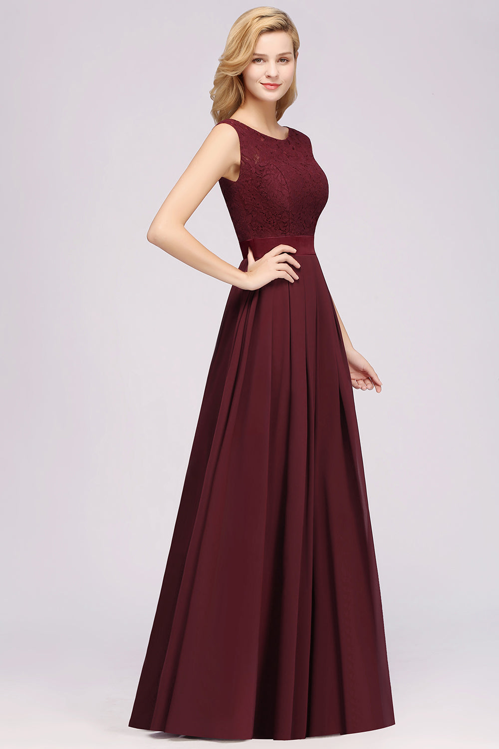 Vintage Sleeveless Lace Bridesmaid dresses Affordable Chiffon Wedding Party Dress
