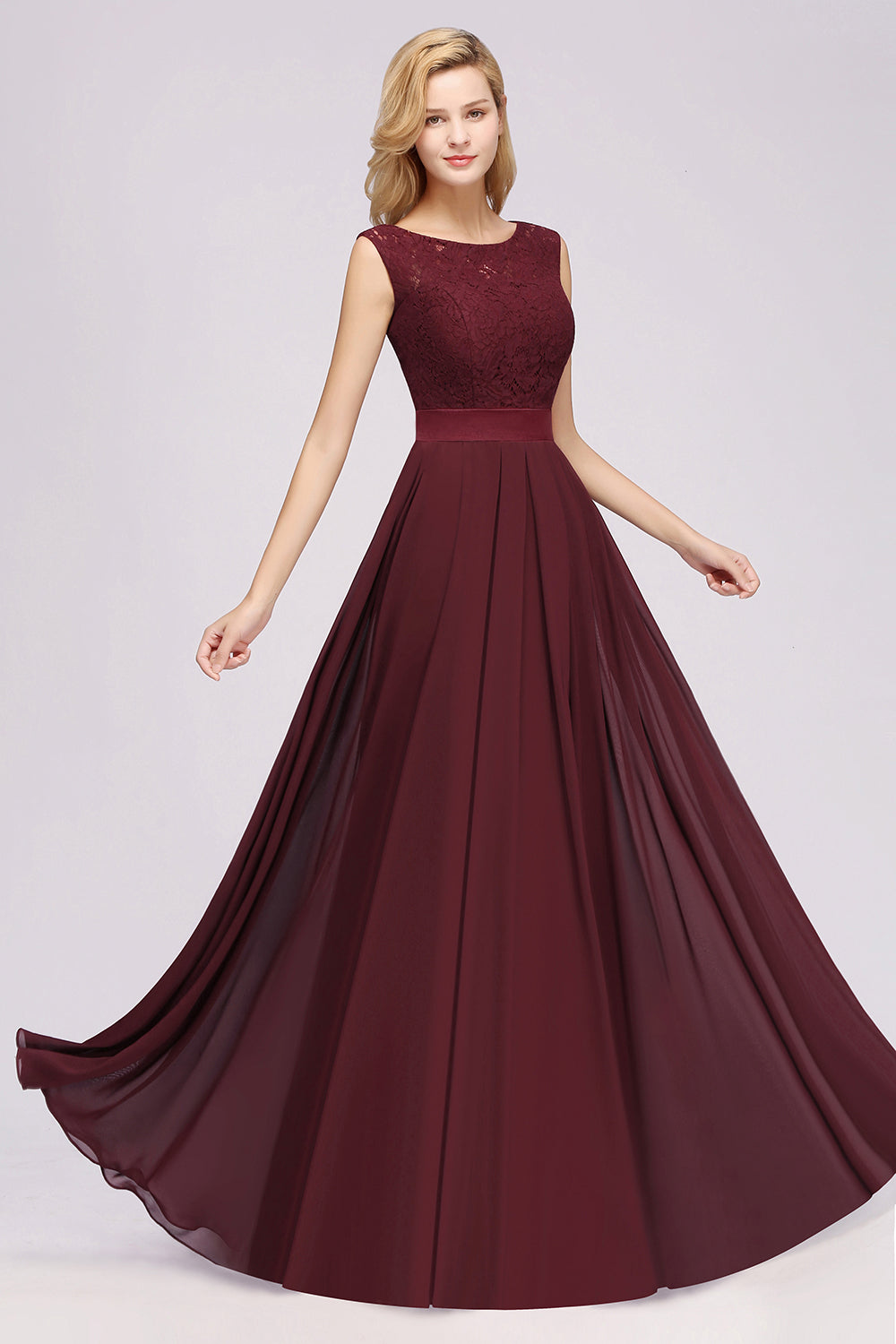 Vintage Sleeveless Lace Bridesmaid dresses Affordable Chiffon Wedding Party Dress